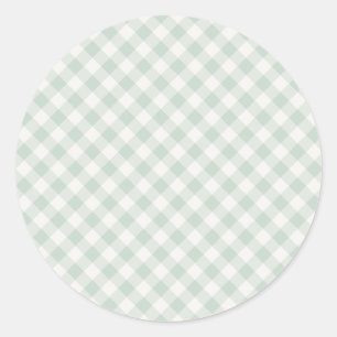 Sticker Rond Gingham Rétro Printemps   Sauge Atténuée