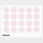 Sticker Rond Gingham Rétro Rose Clair (Feuille)