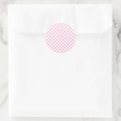 Sticker Rond Gingham Rétro Rose Clair (Sac)