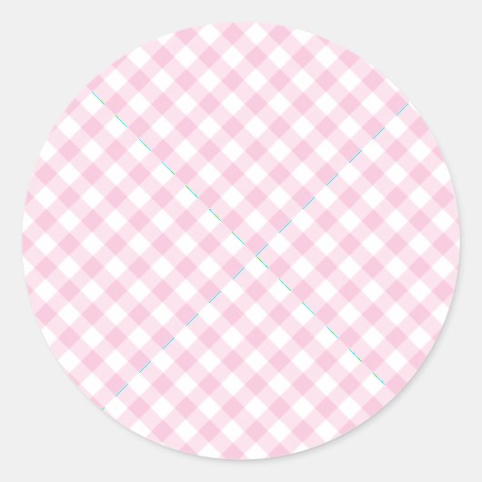 Sticker Rond Gingham Rétro Rose Clair (Devant)