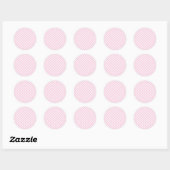 Sticker Rond Gingham Rétro Rose Clair (Feuille)