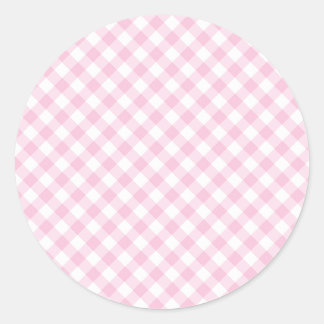 Sticker Rond Gingham Rétro Rose Clair
