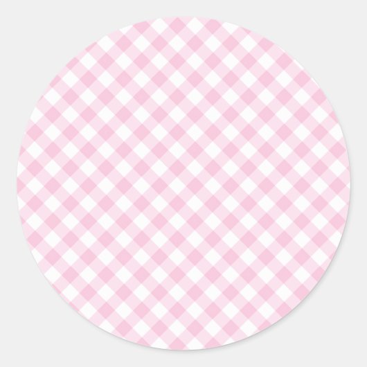 Sticker Rond Gingham Rétro Rose Clair (Devant)