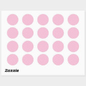 Sticker Rond Gingham Rétro Rose Fuchsia (Feuille)
