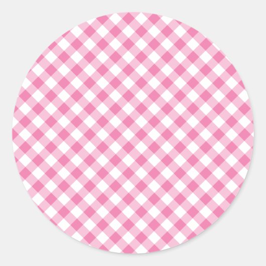 Sticker Rond Gingham Rétro Rose Fuchsia (Devant)