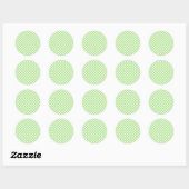 Sticker Rond Gingham Rétro Vert Printemps (Feuille)