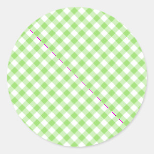 Sticker Rond Gingham Rétro Vert Printemps