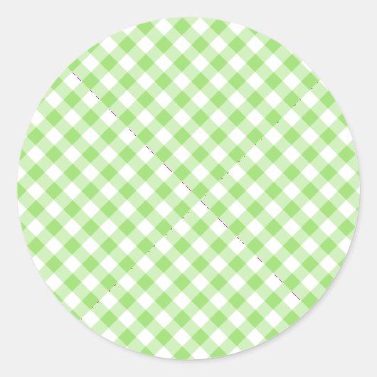 Sticker Rond Gingham Rétro Vert Printemps (Devant)