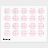 Sticker Rond Gingham Rose Classique (Feuille)