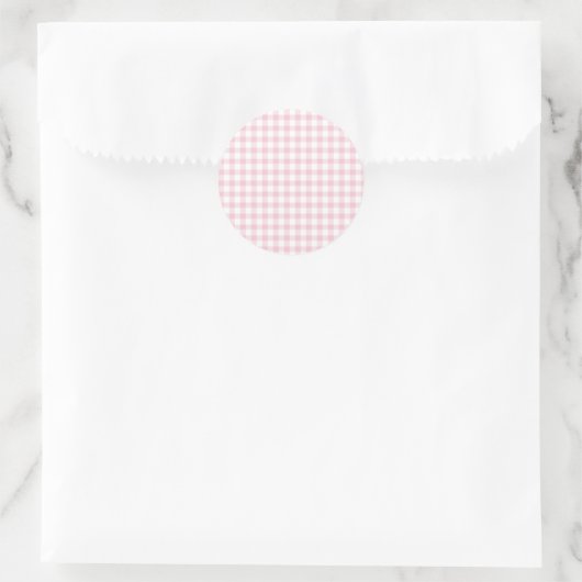 Sticker Rond Gingham Rose Classique (Sac)