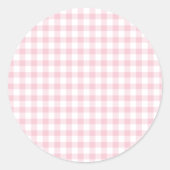Sticker Rond Gingham Rose Classique (Devant)