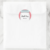 Sticker Rond Gingham Rouge et Pot Mason Bleu Cadeau de Thème Ca (Sac)