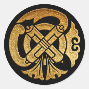 Sticker Rond Gion Mamori Kamon en Sceau Or