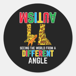Sticker Rond Girafe Autisme Voir le Monde sous un Angle Différe