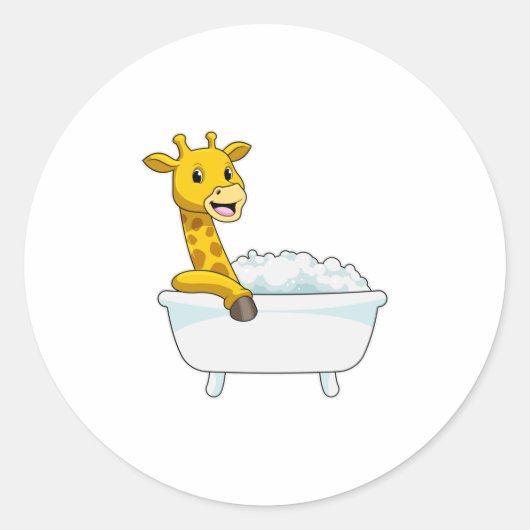 Sticker Rond Girafe avec baignoire avec mousse (Devant)