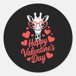 Sticker Rond Girafe avec cœur Gles Célébration de l'amour de la
