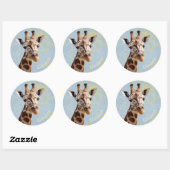 Sticker Rond Girafe avec le nom de la fille (Feuille)