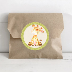 Sticker Rond Girafe Baby shower des animaux de la jungle Favori