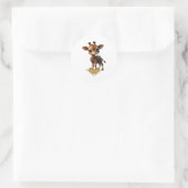 Sticker Rond Girafe bébé en steampunk-dessin de style classique (Sac)