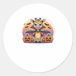 Sticker Rond Girafe Chauve-Souris Mignonne Halloween � Drôle D'