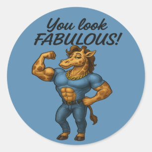 Sticker Rond Girafe de Beefcake - Fabuleux et Flexé