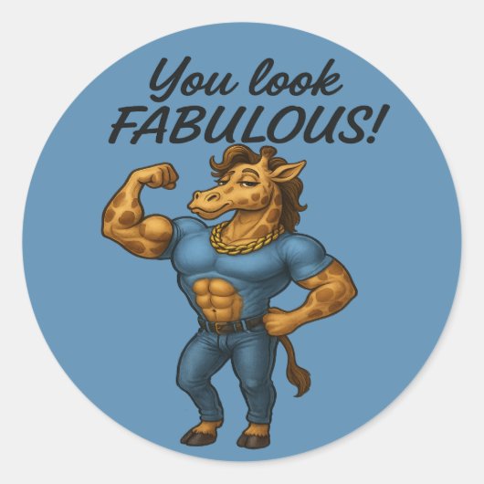 Sticker Rond Girafe de Beefcake - Fabuleux et Flexé (Devant)