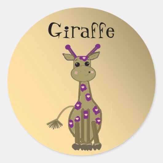 Sticker Rond Girafe de dessin animé (Devant)