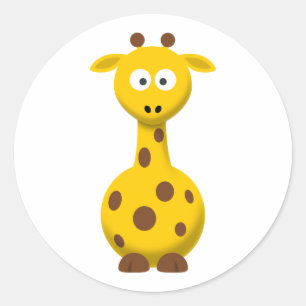 Sticker Rond Girafe de dessin animé