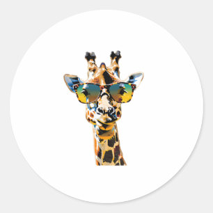 Sticker Rond girafe de lunettes de soleil d'animaux avec lunett