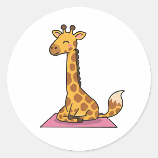 Sticker Rond Girafe de Yoga