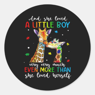 Sticker Rond Girafe Elle Aimait Un Petit Garçon Sensibilisation