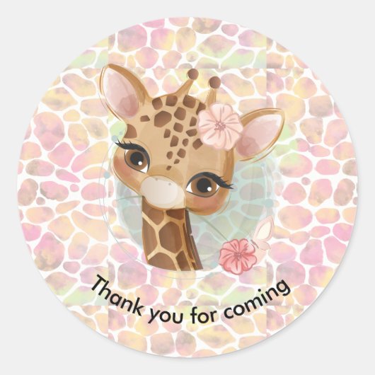 Sticker Rond Girafe en aquarelle Fête d'anniversaire (Devant)