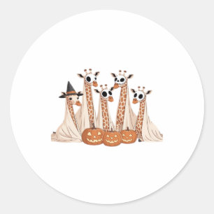 Sticker Rond Girafe fantôme effrayant Halloween drôle d'animal