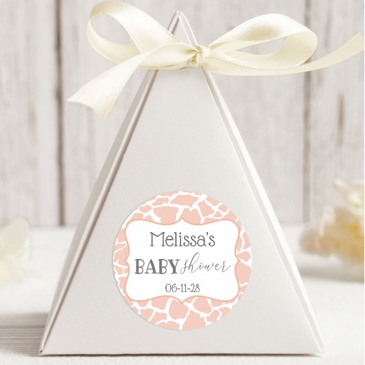 Sticker Rond Girafe fille bébé rose