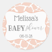 Sticker Rond Girafe fille bébé rose (Devant)
