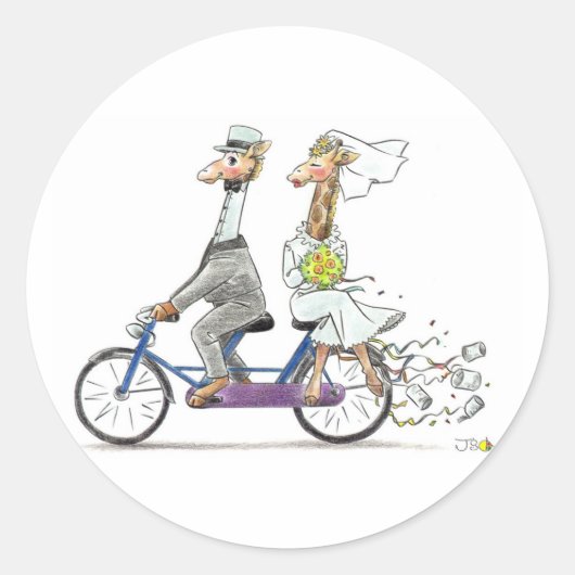 Sticker Rond girafe mariage (Devant)