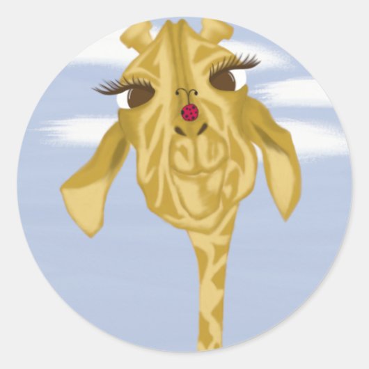 Sticker Rond Girafe Mignonne Et Colorée (Devant)