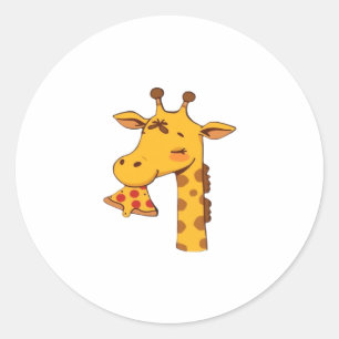 Sticker Rond Girafe pizza nourriture hamburger mignon joyeux an