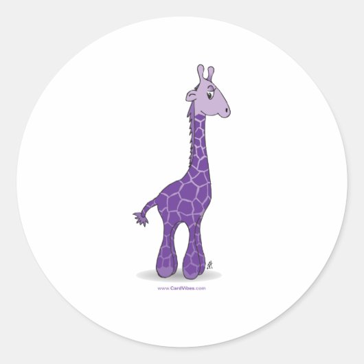 Sticker Rond girafe violette (Devant)