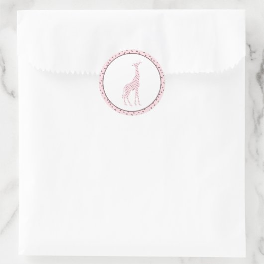 Sticker Rond Giraffe Abstraite rose et Brown tachetée (Sac)