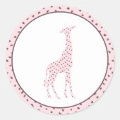 Sticker Rond Giraffe Abstraite rose et Brown tachetée (Devant)