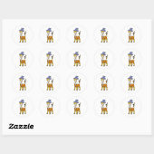 Sticker Rond Giraffe as Wizard with Magic wand & Hat (Feuille)