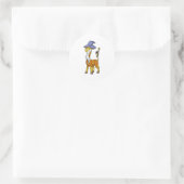 Sticker Rond Giraffe as Wizard with Magic wand & Hat (Sac)