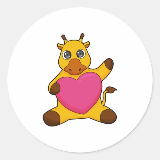Sticker Rond Giraffe au coeur (Devant)