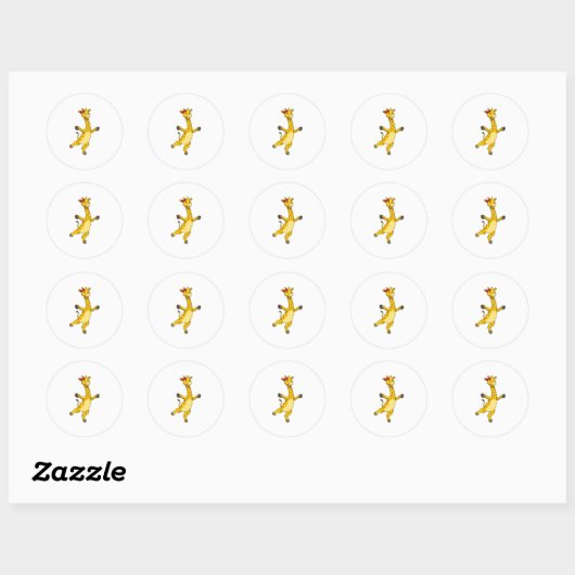 Sticker Rond Giraffe au ruban (Feuille)