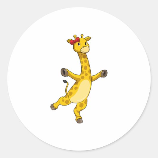 Sticker Rond Giraffe au ruban (Devant)
