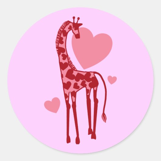 Sticker Rond Giraffe avec amour (Devant)