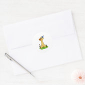 Sticker Rond Giraffe avec casquette de fête (Enveloppe)
