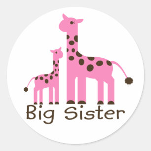 Sticker Rond Giraffe Big Sister