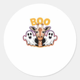 Sticker Rond Giraffe Boo Halloween - Drôle Animal Fantôme Class